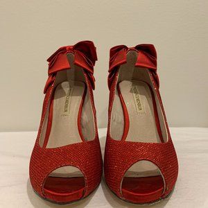 Menbur Red Glitter Pumps with Bows